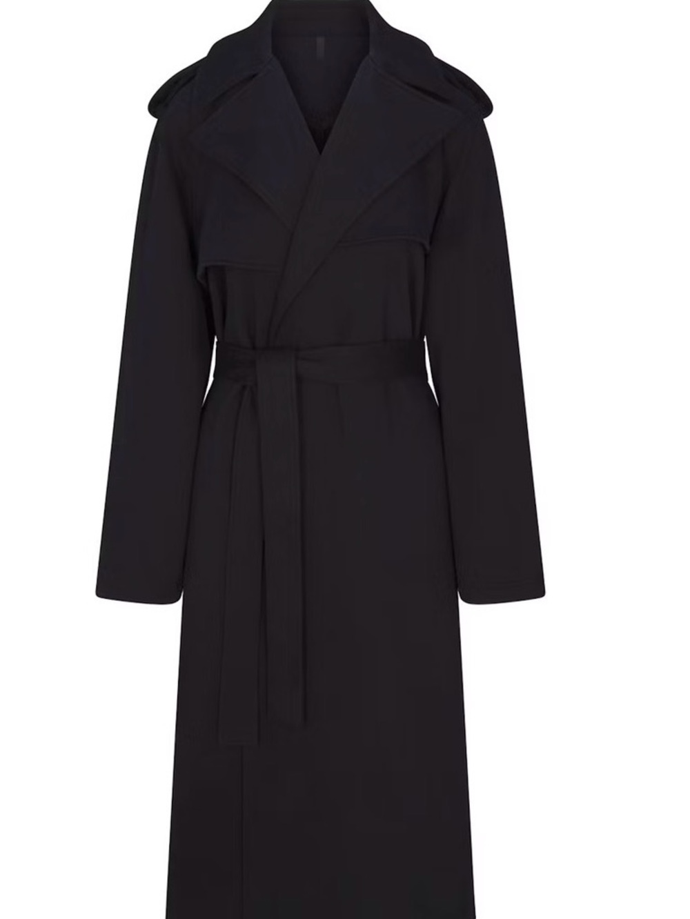 NWT Skims  Black Wrap Trench Coat with Belt size Large